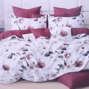 Sendia 3 részes ágyneműhuzat szett, virágos bordó